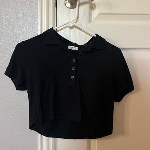 cute black button down crop top!